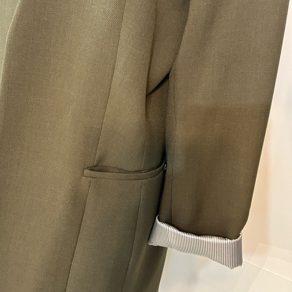 Olive Green Calvin Klein Long Open Blazer 14 - Picture 2 of 8
